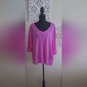 Vibrant Pink Waffle Knit Top
